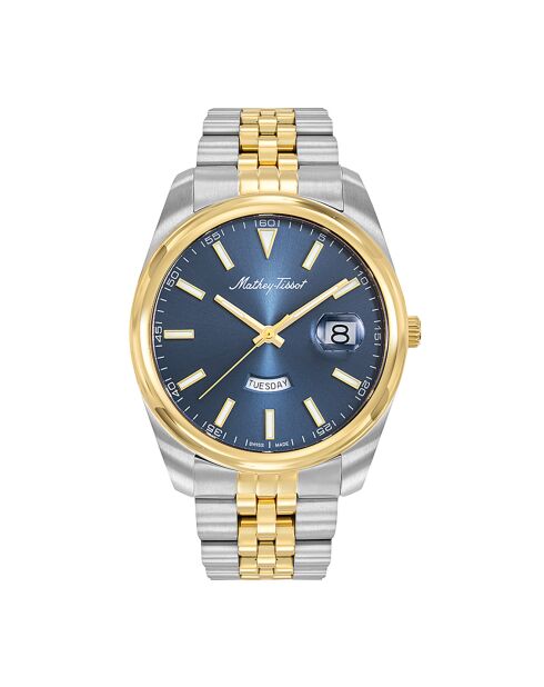 Montre Homme en Acier Mathy Day-Date doré/argenté