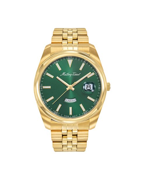 Montre Homme en Acier Mathy Day-Date dorée
