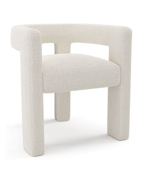 Fauteuil de salle à manger Celia Bouclette crème - 66x55x68 cm