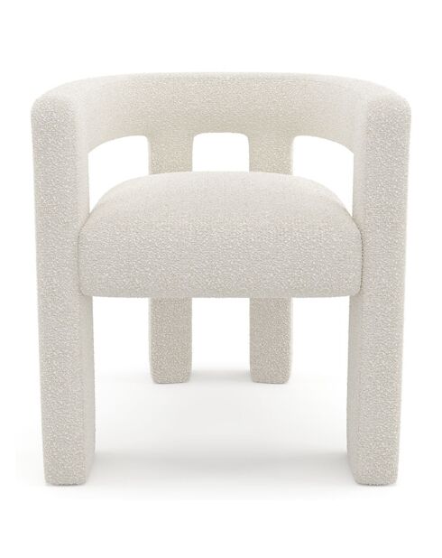 Fauteuil de salle à manger Celia Bouclette crème - 66x55x68 cm