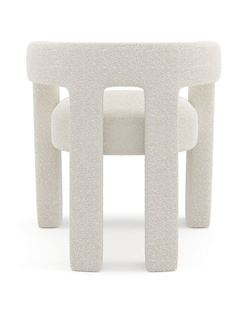 Fauteuil de salle à manger Celia Bouclette crème - 66x55x68 cm