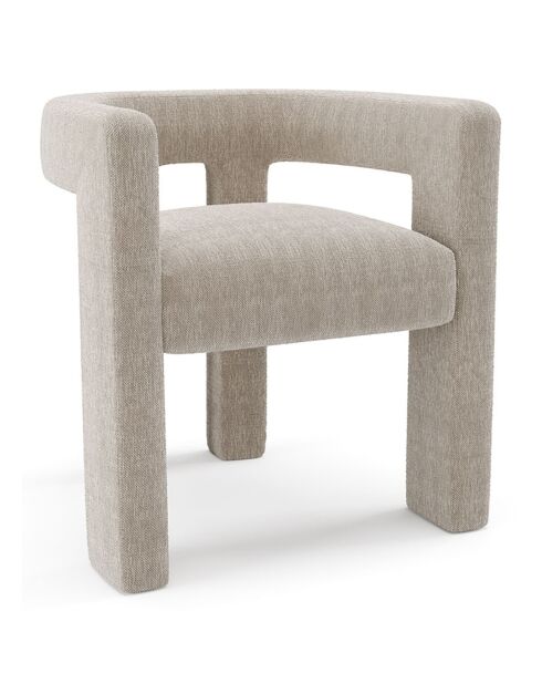 Fauteuil de salle à manger Celia Tissu tramé beige - 66x55x68 cm
