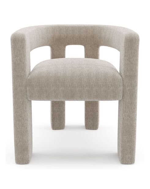 Fauteuil de salle à manger Celia Tissu tramé beige - 66x55x68 cm