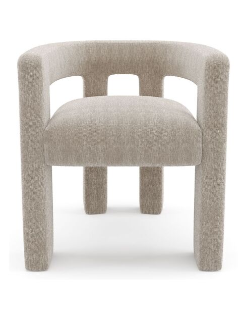 Fauteuil de salle à manger Celia Tissu tramé beige - 66x55x68 cm