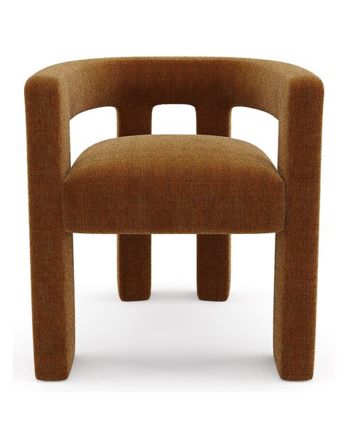 Fauteuil de salle à manger Celia Tissu tramé terracotta - 66x55x68 cm