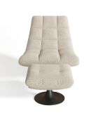 Fauteuil pivotant et repose-pieds Cosmo bouclette crème - 76x93x88 cm