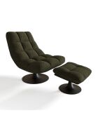 Fauteuil pivotant et repose-pieds Cosmo bouclette kaki - 76x93x88 cm