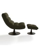 Fauteuil pivotant et repose-pieds Cosmo bouclette kaki - 76x93x88 cm