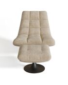 Fauteuil pivotant et repose-pieds Cosmo Velours chenillé beige foncé - 76x93x88 cm