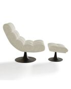 Fauteuil pivotant et repose-pieds Cosmo Velours chenillé crème - 76x93x88 cm