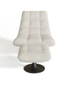 Fauteuil pivotant et repose-pieds Cosmo Velours chenillé crème - 76x93x88 cm