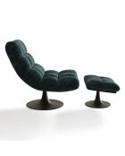 Fauteuil pivotant et repose-pieds Cosmo Velours chenillé vert paon  - 76x93x88 cm