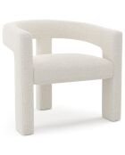 Fauteuil de salle à manger Mila Bouclette crème - 64x59x75 cm