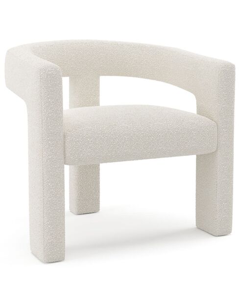 Fauteuil de salle à manger Mila Bouclette crème - 64x59x75 cm