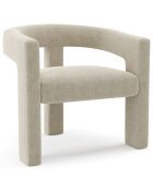 Fauteuil de salle à manger Mila Velours beige - 64x59x75 cm