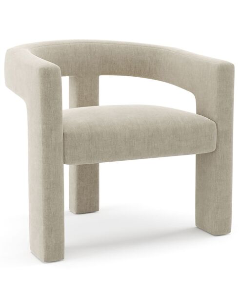 Fauteuil de salle à manger Mila Velours beige - 64x59x75 cm