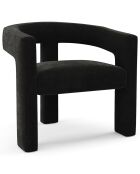 Fauteuil de salle à manger Mila Velours noir - 64x59x75 cm