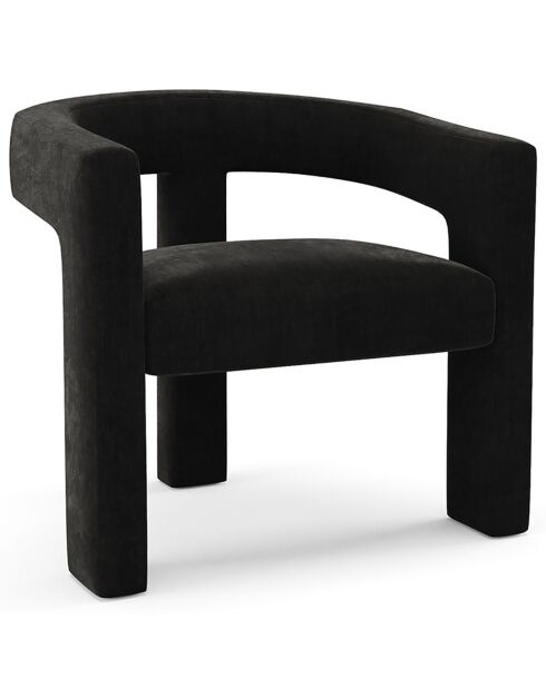 Fauteuil de salle à manger Mila Velours noir - 64x59x75 cm