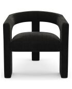 Fauteuil de salle à manger Mila Velours noir - 64x59x75 cm