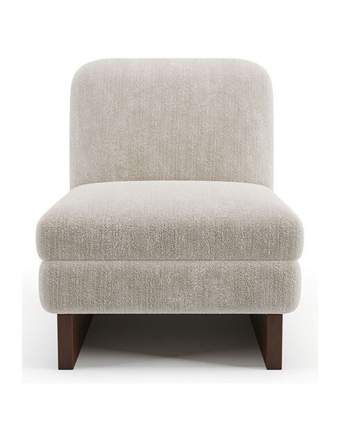 Fauteuil Nolan en Velours texturé beige - 61x75x76 cm