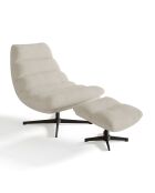 Fauteuil pivotant et repose-pieds Riva bouclette crème - 82x85x88 cm