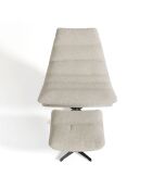 Fauteuil pivotant et repose-pieds Riva bouclette crème - 82x85x88 cm