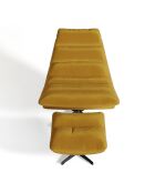 Fauteuil pivotant et repose-pieds Riva Velours moutarde - 82x85x88 cm