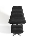 Fauteuil pivotant et repose-pieds Riva Velours noir - 82x85x88 cm