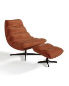 Fauteuil pivotant et repose-pieds Riva Velours terracotta - 82x85x88 cm