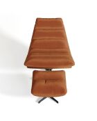Fauteuil pivotant et repose-pieds Riva Velours terracotta - 82x85x88 cm