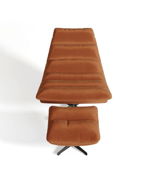 Fauteuil pivotant et repose-pieds Riva Velours terracotta - 82x85x88 cm