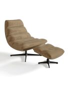 Fauteuil pivotant et repose-pieds Riva Velours taupe - 82x85x88 cm