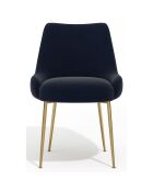 2 Chaises Rakel Velours Pieds brossés bleues - 82x64x55 cm