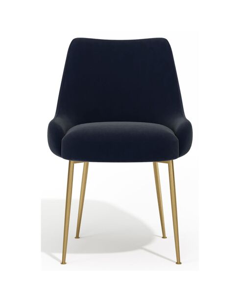 2 Chaises Rakel Velours Pieds brossés bleues - 82x64x55 cm