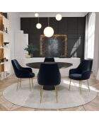 2 Petits Fauteuils Rakel Velours Pieds brossés bleus - 82x64x55 cm