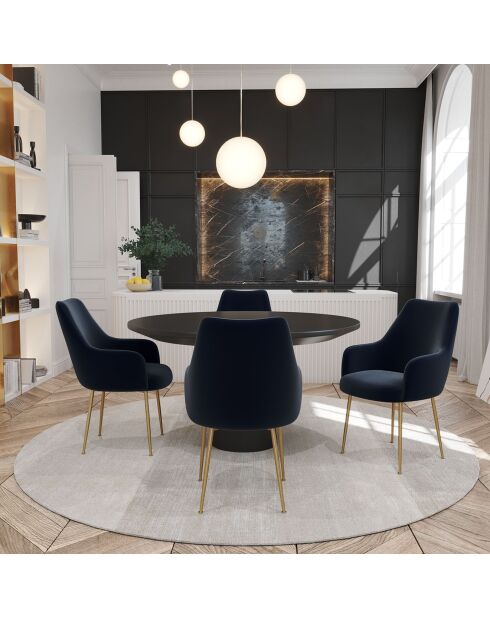 2 Petits Fauteuils Rakel Velours Pieds brossés bleus - 82x64x55 cm