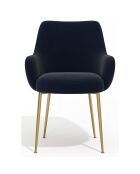 2 Petits Fauteuils Rakel Velours Pieds brossés bleus - 82x64x55 cm