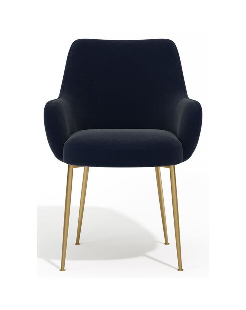 2 Petits Fauteuils Rakel Velours Pieds brossés bleus - 82x64x55 cm