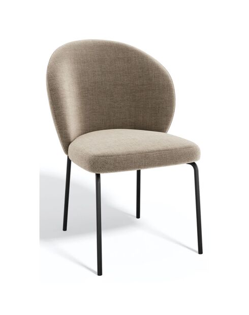 2 Chaises Aria Tissu tramé toucher doux taupe - 87x57x54 cm