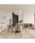 2 Chaises Aria Tissu tramé toucher doux taupe - 87x57x54 cm