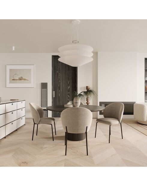 2 Chaises Aria Tissu tramé toucher doux taupe - 87x57x54 cm