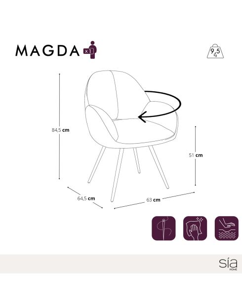 2 Petits fauteuils rotatifs Magda Velours terracotta - 63x64.5x84.5 cm