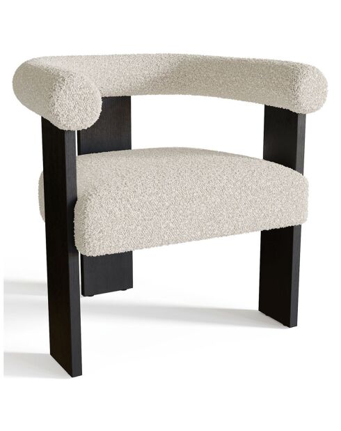 Fauteuil de salle à manger Kloe bouclette crème - 69.5x61.5x70.5 cm