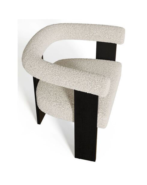 Fauteuil de salle à manger Kloe bouclette crème - 69.5x61.5x70.5 cm