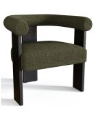 Fauteuil de salle à manger Kloe bouclette vert kaki - 69.5x61.5x70.5 cm