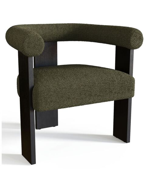 Fauteuil de salle à manger Kloe bouclette vert kaki - 69.5x61.5x70.5 cm