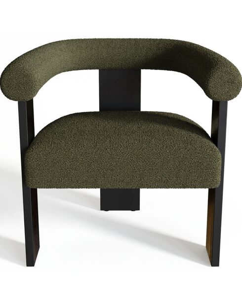 Fauteuil de salle à manger Kloe bouclette vert kaki - 69.5x61.5x70.5 cm