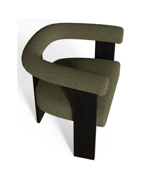 Fauteuil de salle à manger Kloe bouclette vert kaki - 69.5x61.5x70.5 cm