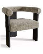 Fauteuil de salle à manger Kloe Velours chenillé beige taupe - 69.5x61.5x70.5 cm