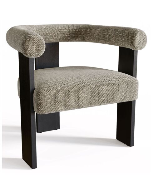 Fauteuil de salle à manger Kloe Velours chenillé beige taupe - 69.5x61.5x70.5 cm